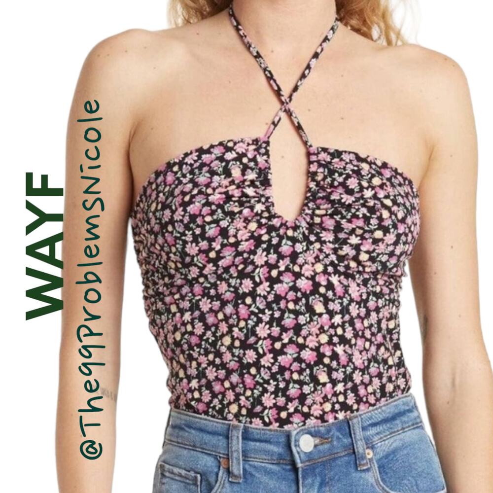 Wayf Halter Neck Floral Ditzy Bodysuit